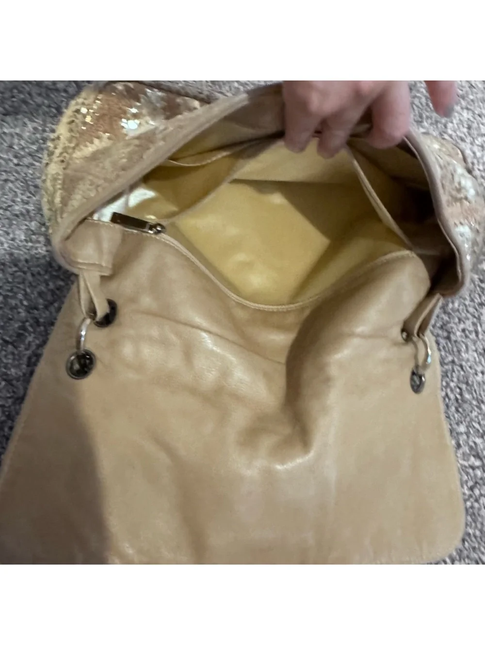 STUNNING CHANEL RARE GOLD/METALLIC PYTHON LEATHER Hobo with Chain Handle